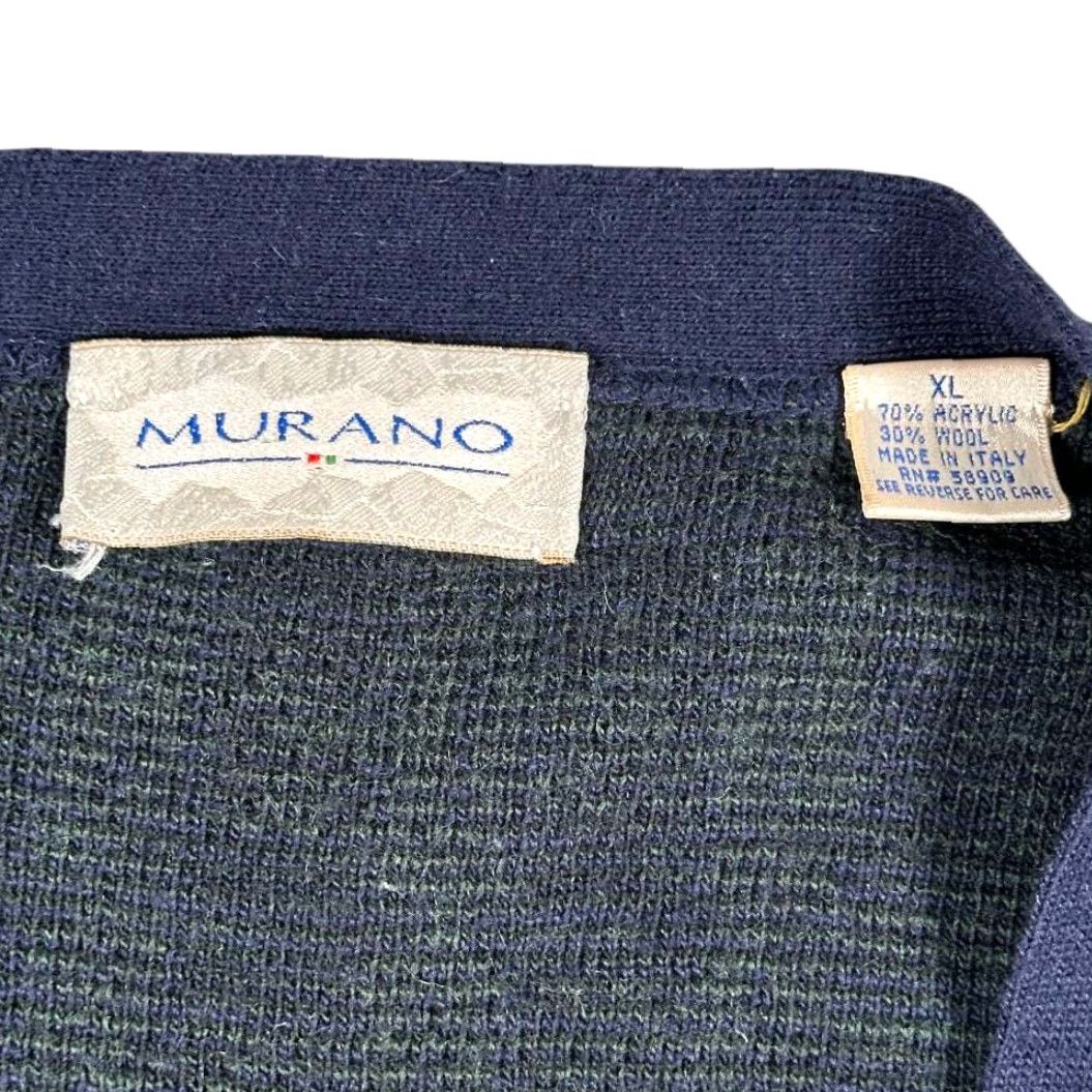 Murano VINTAGE Murano Sweater Vest Cardigan 90s Adult Large Blue Green Plaid Wool Knit Crew Neck Mens Size US L / EU 52-54 / 3 - 4 Thumbnail