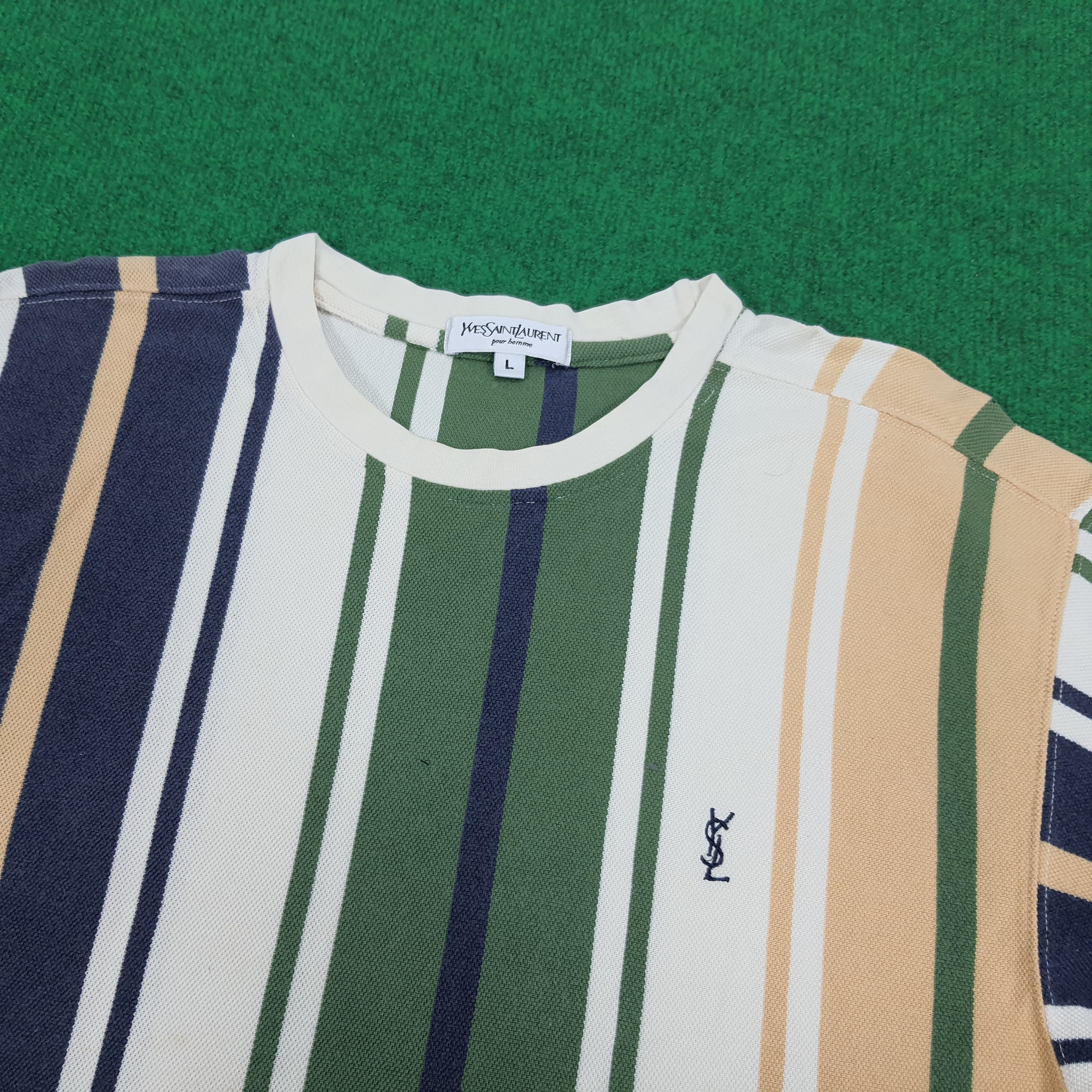 Vintage × Yves Saint Laurent Vintage Yves Saint Laurent YSL Striped Tshirt Size US M / EU 48-50 / 2 - 2 Thumbnail