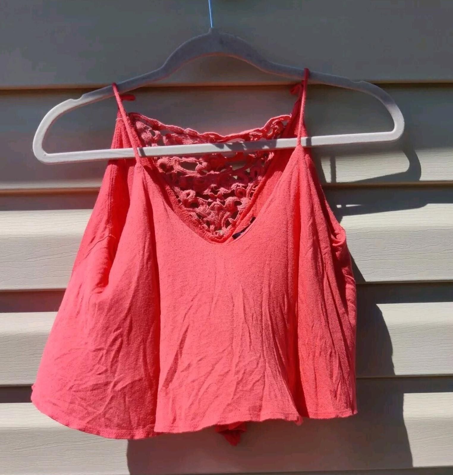 Other Monteau Womens Cropped Tank Spaghetti Strap Top Lace Detail Size M / US 6-8 / IT 42-44 - 5 Thumbnail