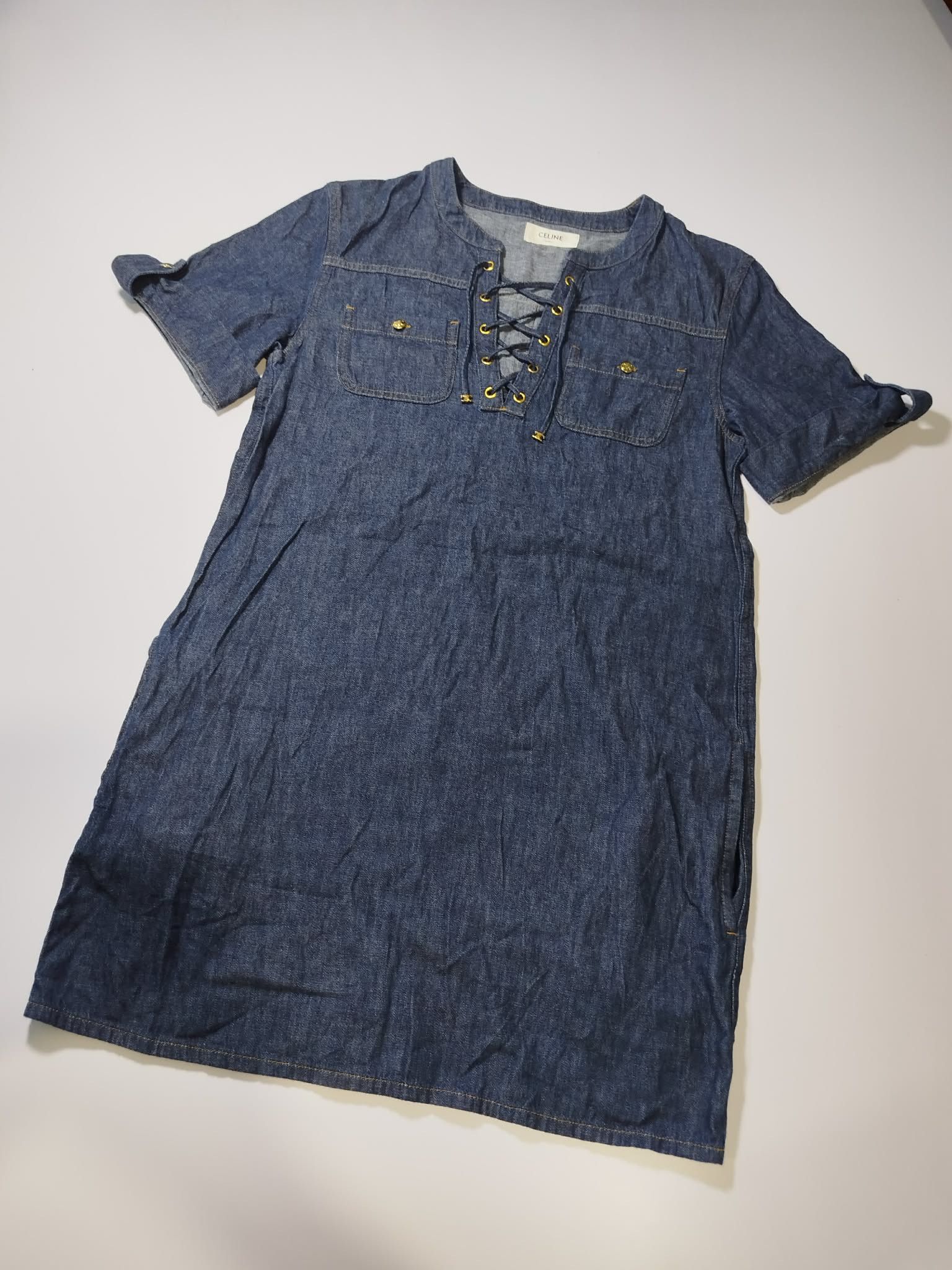 Celine CELINE Denim Lace-Up Dress Size M / US 6-8 / IT 42-44 - 3 Thumbnail