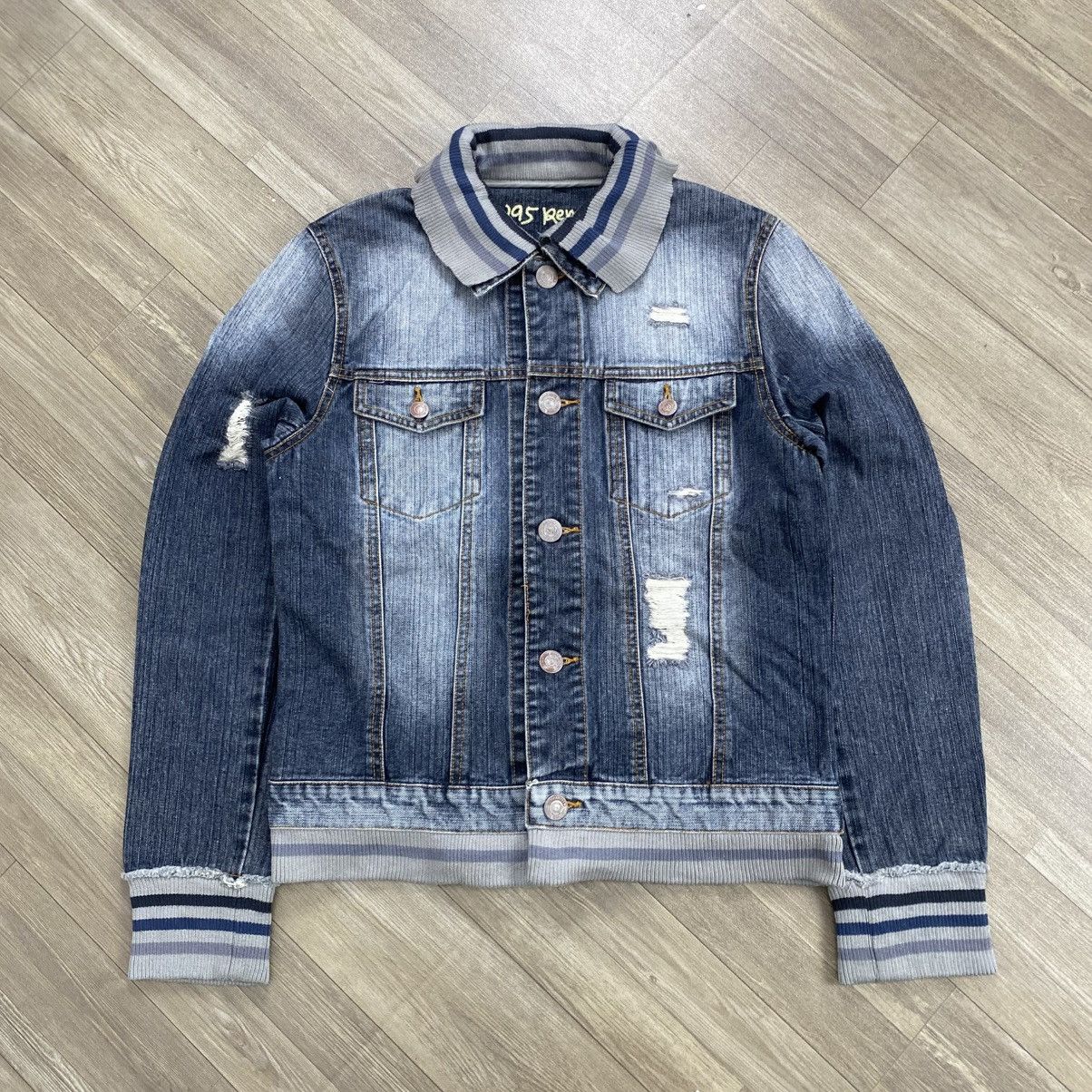 291295=Homme 292195=Homme Distressed Kmrii Ifsix Lgb Style Denim Jacket Size US M / EU 48-50 / 2 - 2 Thumbnail