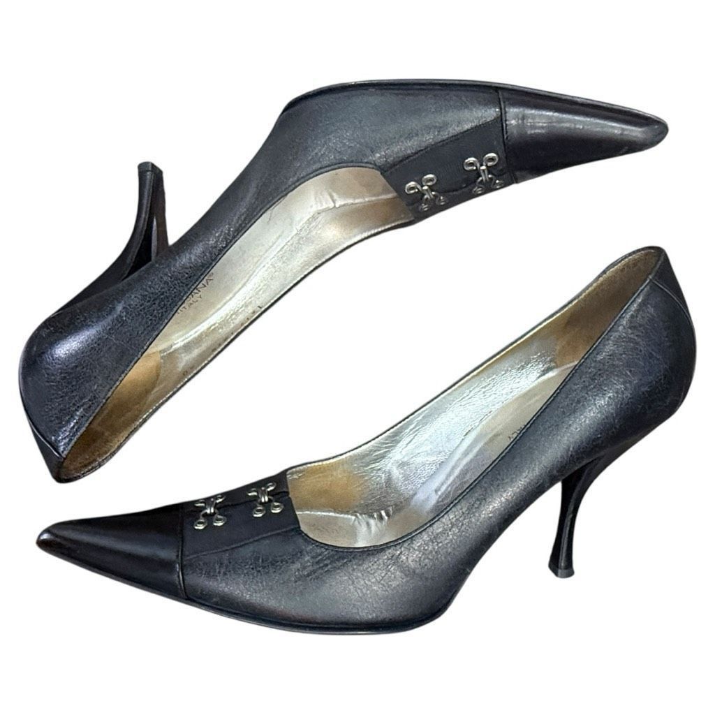 Dolce & Gabbana DOLCE & GABBANA Black High Heel Leather Court Pumps D&G Kitt Size US 9.5 / IT 39.5 - 1 Thumbnail