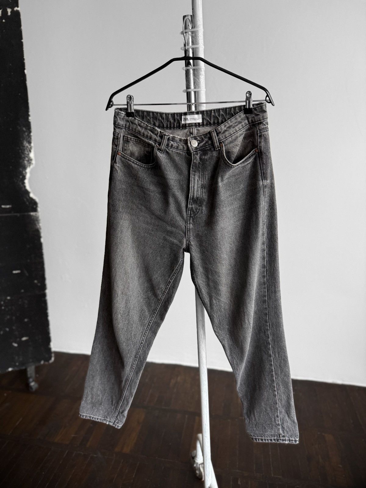 Zara Zara Womens Grey High Waist Straight Leg Mom Jeans Size 32" / US 10 / IT 46 - 4 Thumbnail