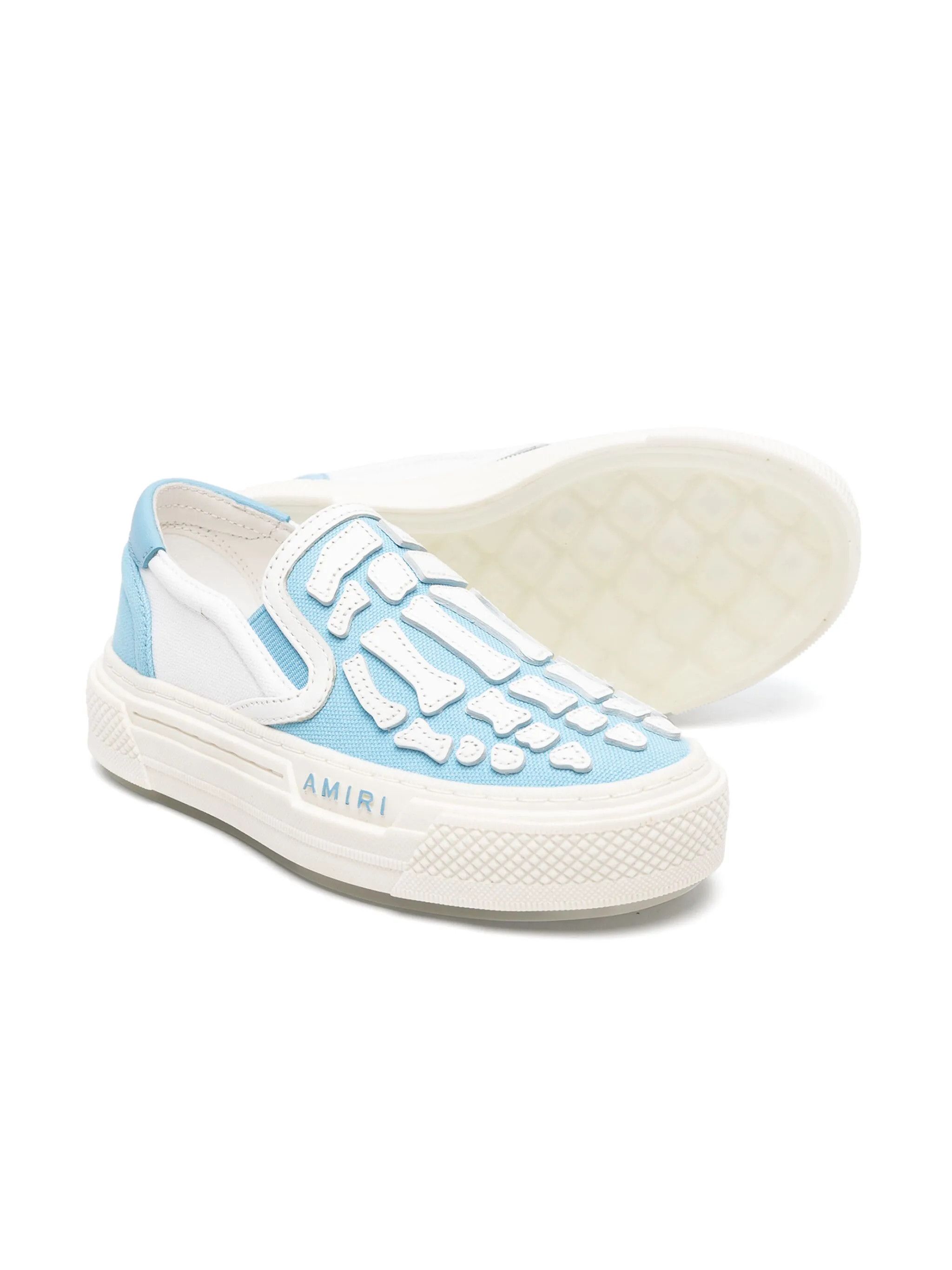 Amiri oc11z0225 KIDS Bones Slipon Sneakers in White/Blue Size US 5 / EU 37 - 2 Thumbnail