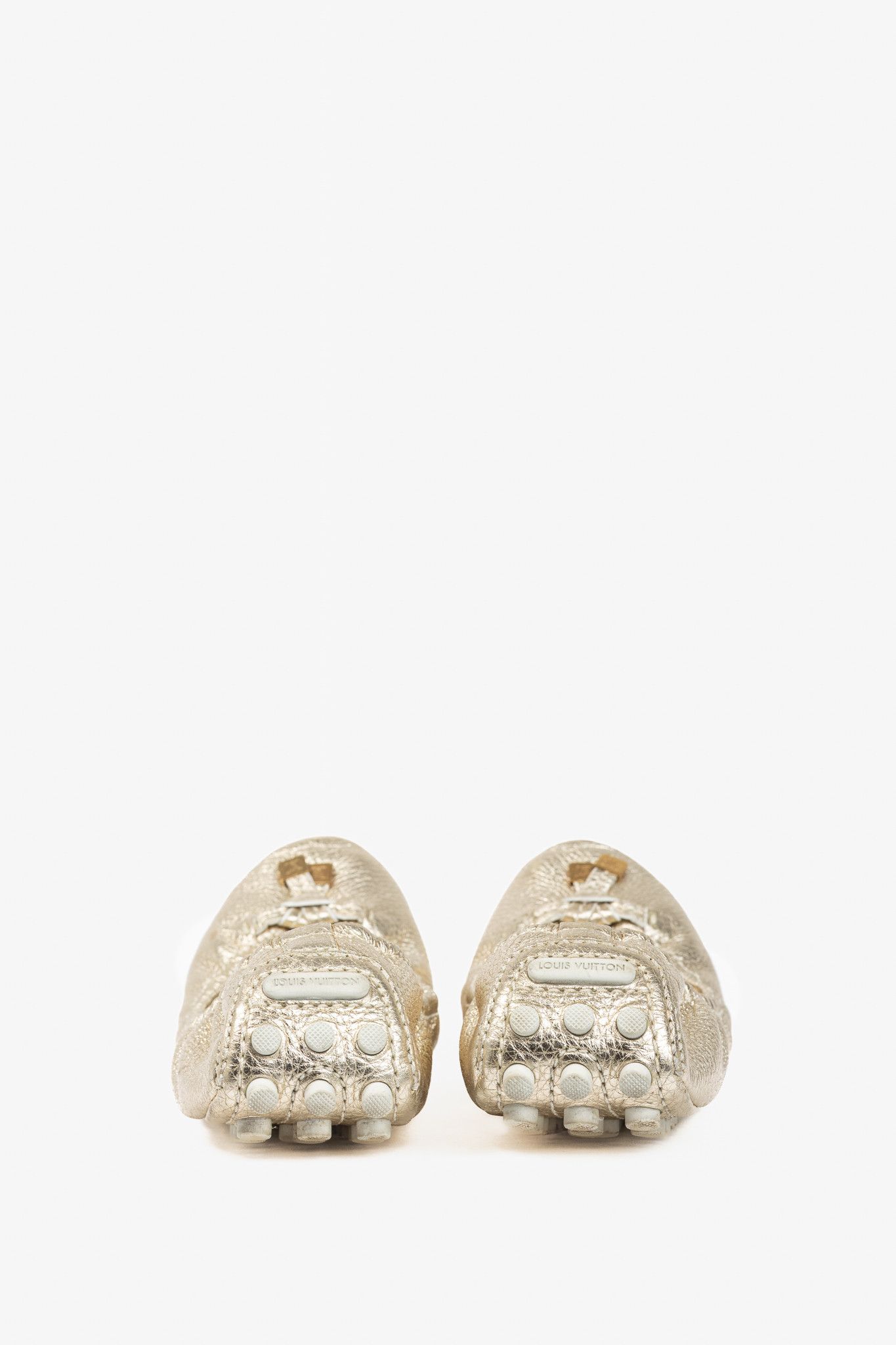 Louis Vuitton Louis Vuitton Lemon Metallic Pebbled Leather Bow Flats Size US 8.5 / IT 38.5 - 4 Thumbnail