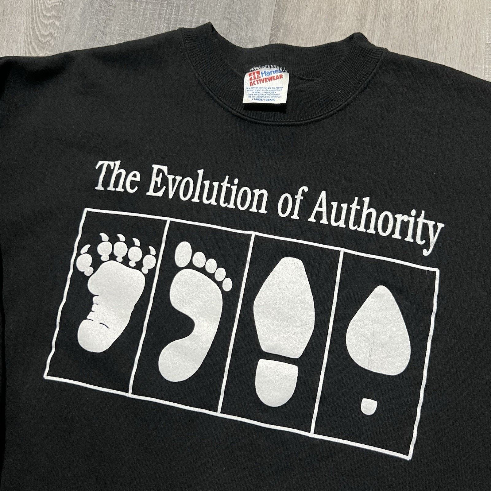 Hanes VTG The Evolution Of Authority Black 90s Comedy Sweatshirt Size US XL / EU 56 / 4 - 2 Thumbnail
