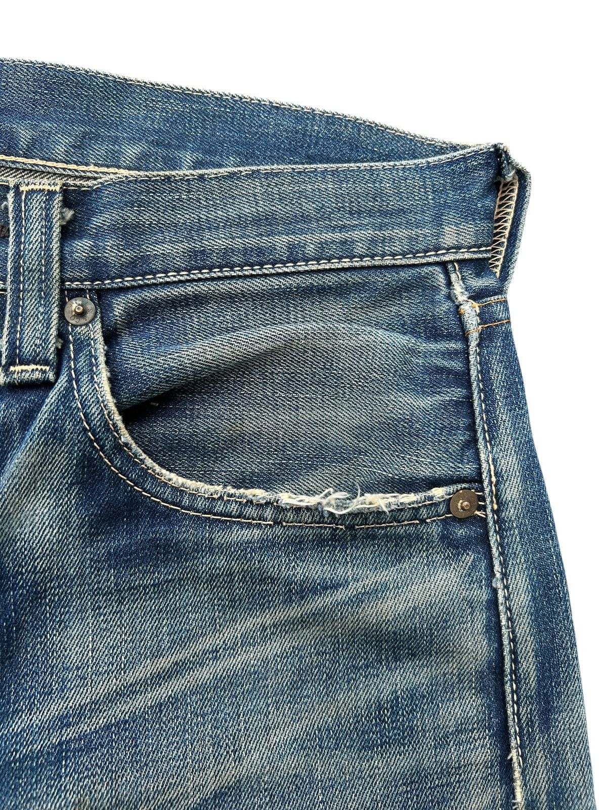 Kapital Vintage Levis Big E Selvedge Distressed Denim Jeans Size US 30 / EU 46 - 6 Thumbnail