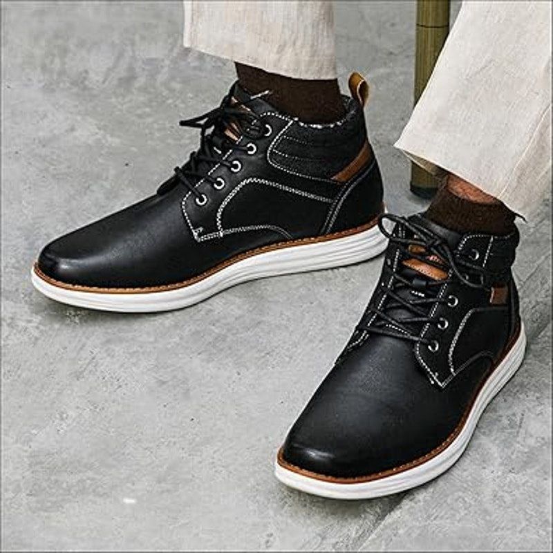 Other Bruno Marc Men's 9 Black Faux Leather Chukka Sneakers Size US 9 / EU 42 - 6 Thumbnail