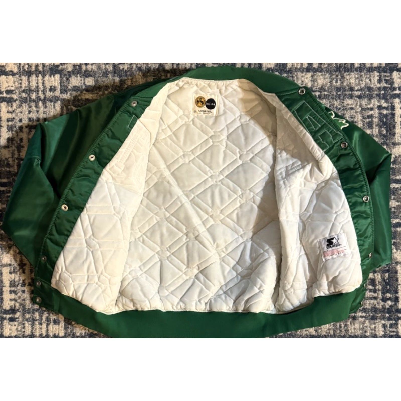 Starter VINTAGE Michigan State Spartans Green Satin Starter Jacket M NCAA OFFICIAL Bomber Jacket Mens 80s College Sports Satin Lined Pockets Size US M / EU 48-50 / 2 - 6 Thumbnail