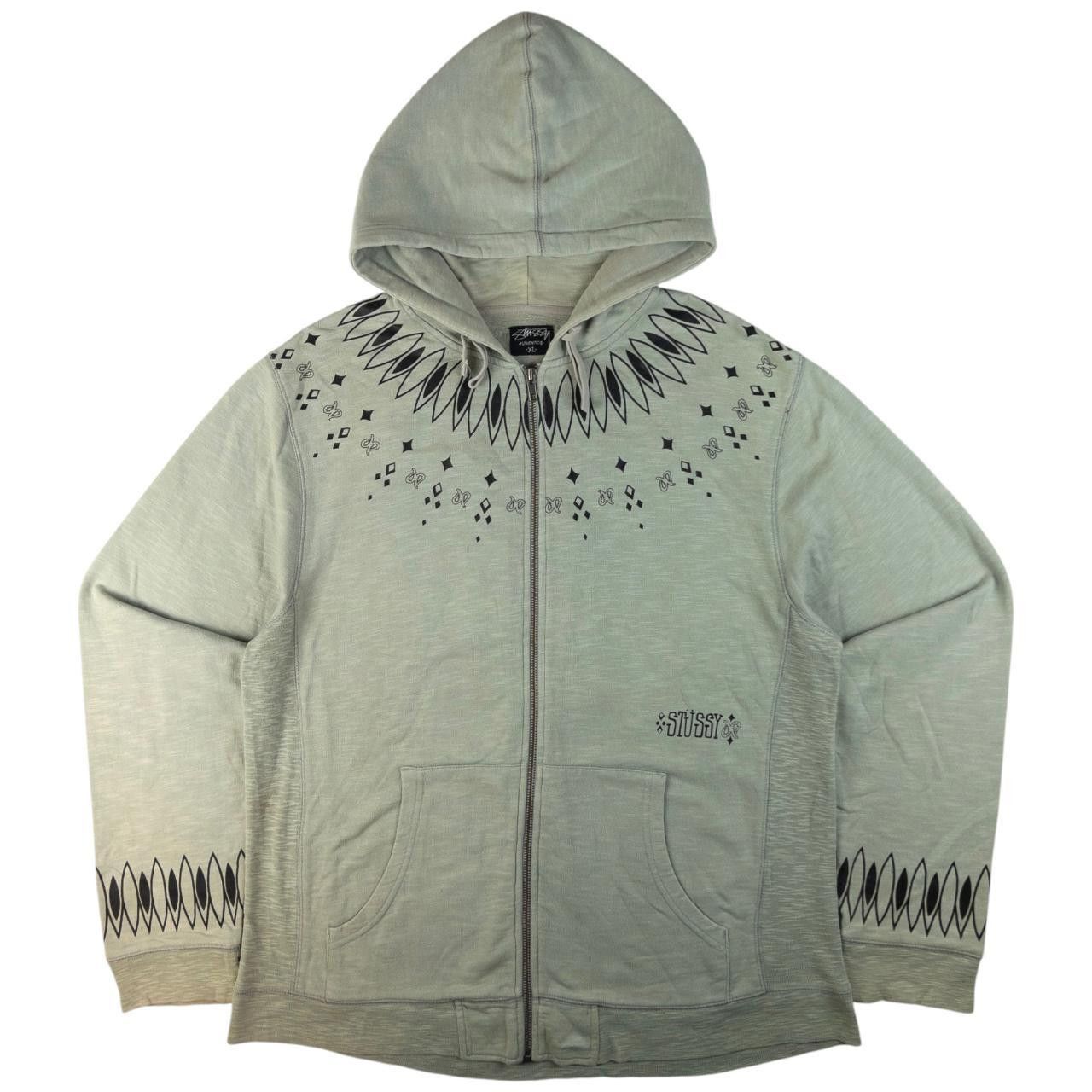 Stussy Vintage Stussy Pattern Zip Up Hoodie Size XL Size US XL / EU 56 / 4 - 1 Thumbnail