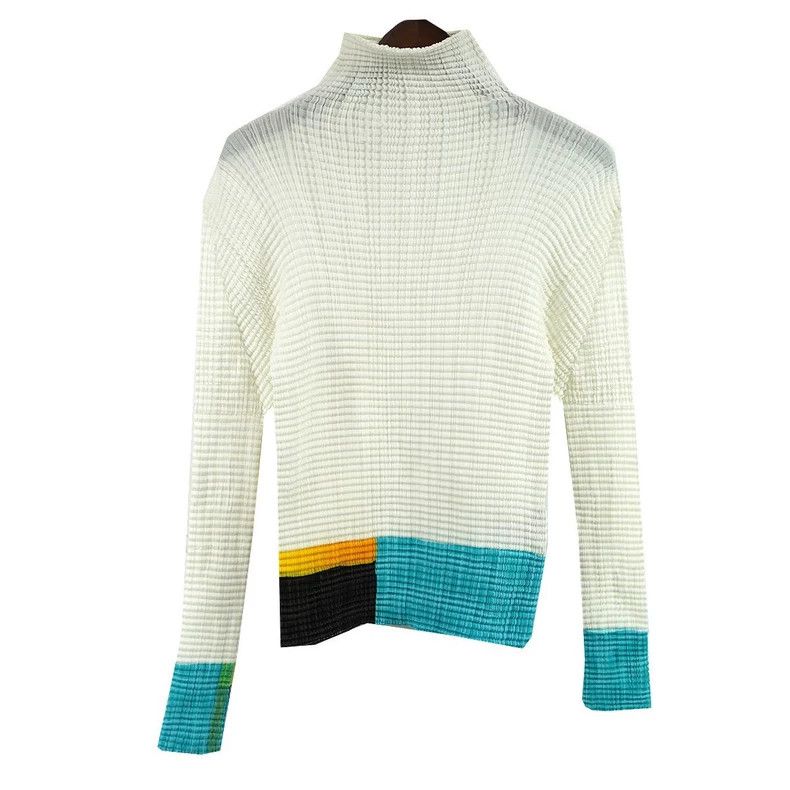 Issey Miyake Issey Miyake Color block high-neck pleated top Size M / US 6-8 / IT 42-44 - 1 Thumbnail