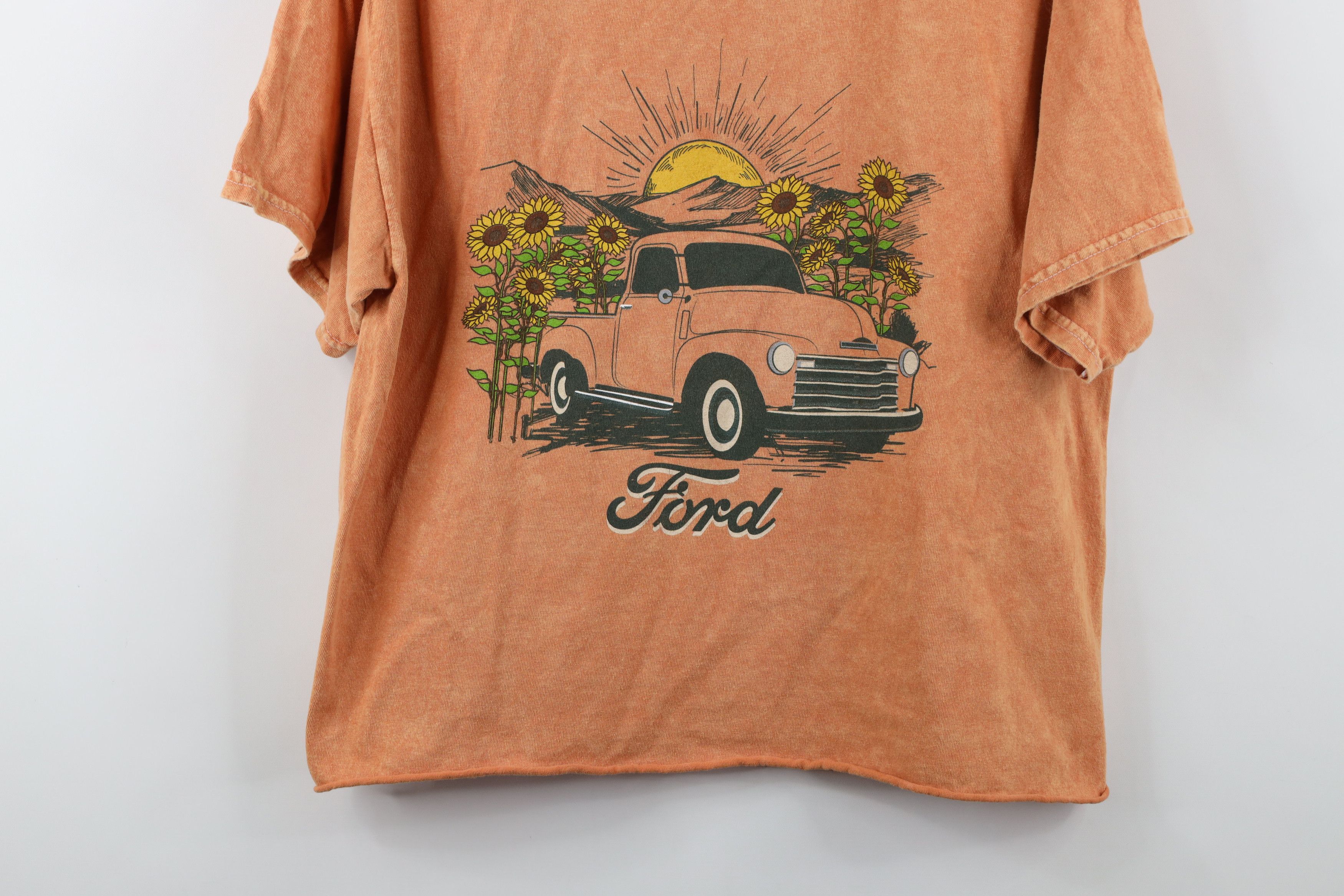 Vintage Retro Y2K Sunset Sunflower Ford Truck Cropped T-Shirt Orange Size L / US 10 / IT 46 - 3 Thumbnail