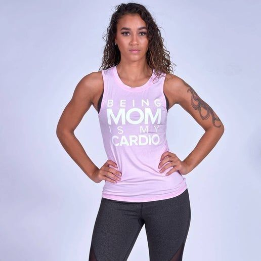 Other Being Mom Is My Cardio Pink Small Sleeveless Tank Top Women' Size S / US 4 / IT 40 - 2 Thumbnail