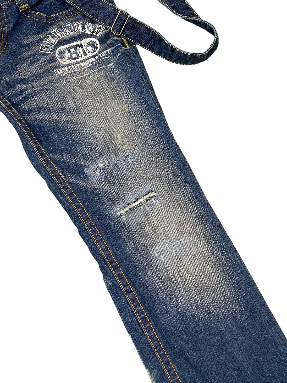 Japanese Brand Suspender Jeans Genoese Distres Low Rise Slim 7🟦5 Size US 28 / EU 44 - 7 Thumbnail