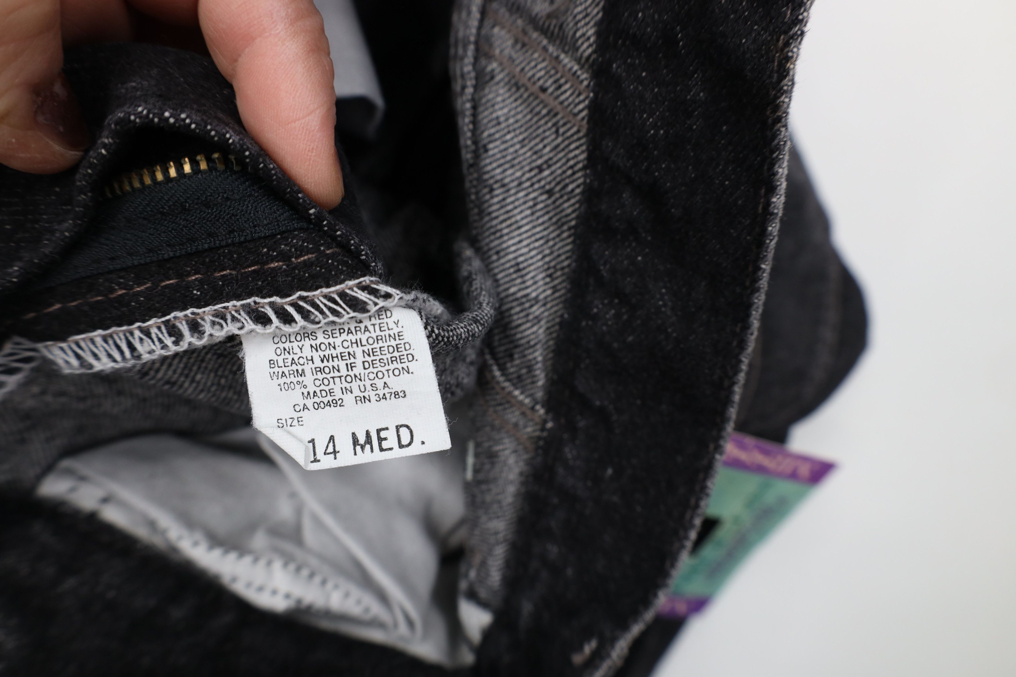 Lee Deadstock Vintage 90s Lee Fit Denim Jeans Black Pepper USA Size 36" / US 14 / IT 50 - 9 Thumbnail