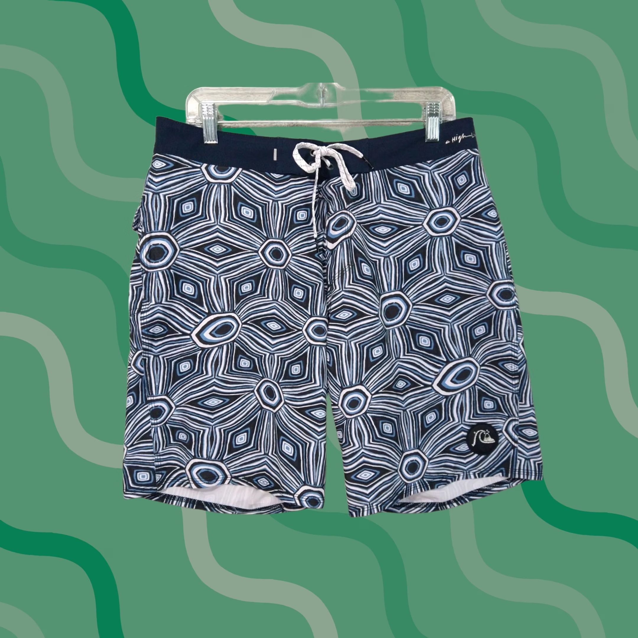 Quiksilver Quiksilver Shorts Mens 32 Dryflight High Line Geometric Board Swim Trunks Surf Blue Geometric 32 Mens Beach Surfing Board Shorts Size US 32 / EU 48 - 1 Thumbnail