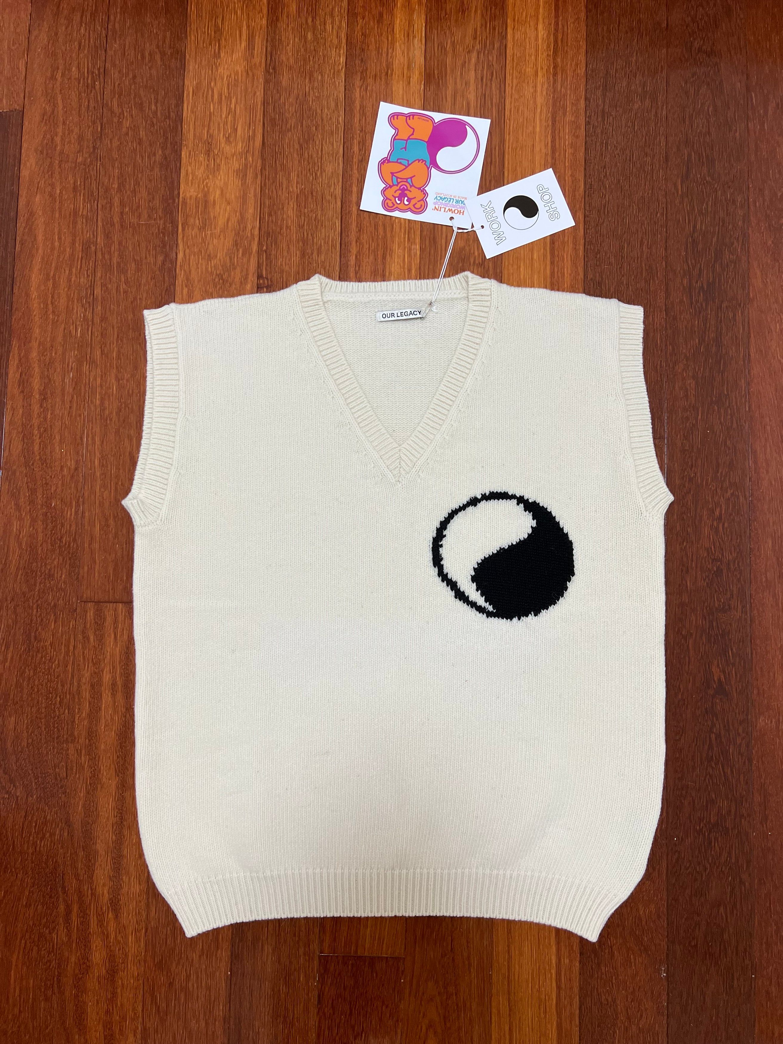 Pre-owned Howlin X Howlin By Morrison Our Legacy X Howlin' Wool Yin & Yang Workshop Vest In White