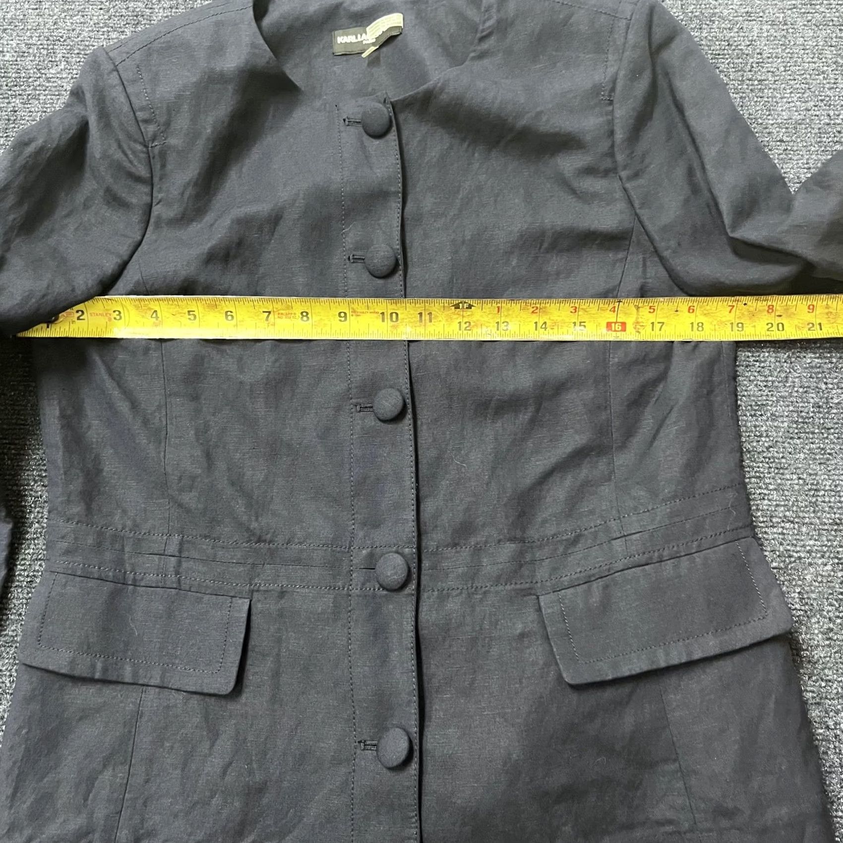 Karl Lagerfeld Karl Lagerfeld Paris Blazer Womens 8 Gray Linen Blend 3/4 Sleeve Button Front Size M / US 6-8 / IT 42-44 - 6 Thumbnail