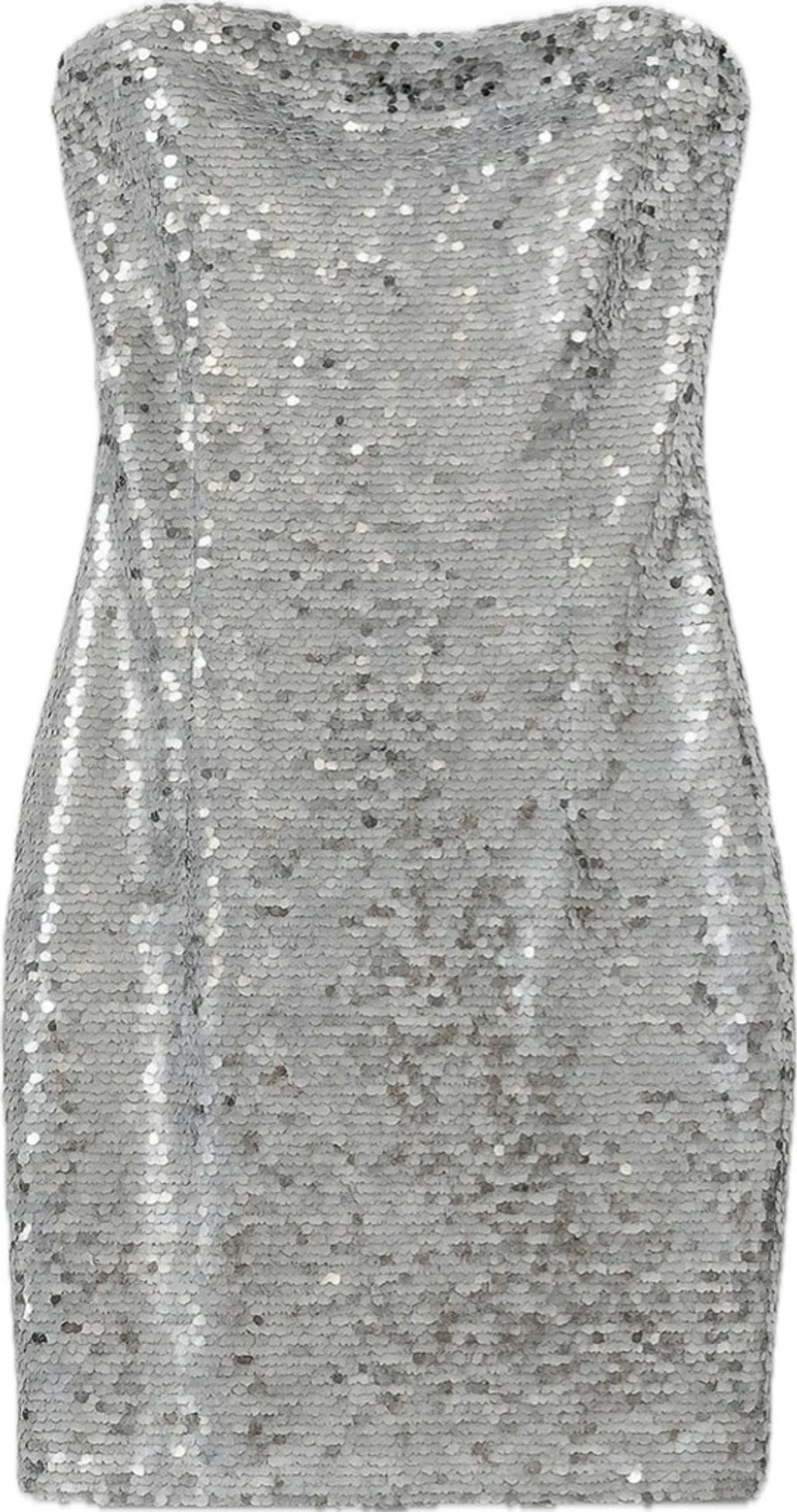 GB GB Silver Sequin Strapless Mini Dress Size M / US 6-8 / IT 42-44 - 2 Thumbnail