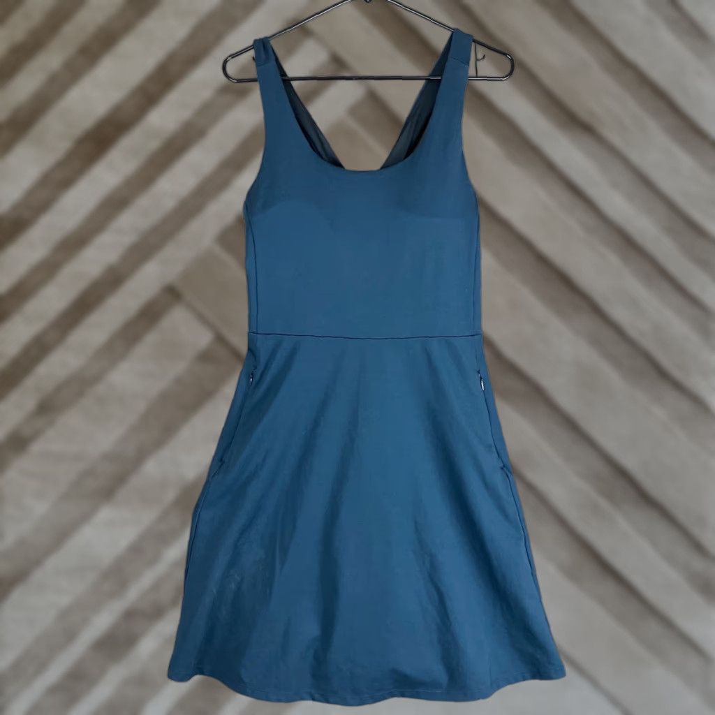 Vintage Zella Dress Womens Daybreak Activewear Built In Bra Navy Sapphire XL Midi Sleeveless Scoop Neck Pullover Knit Stretch Casual Travel 90s? Size XL / US 12-14 / IT 48-50 - 1 Thumbnail