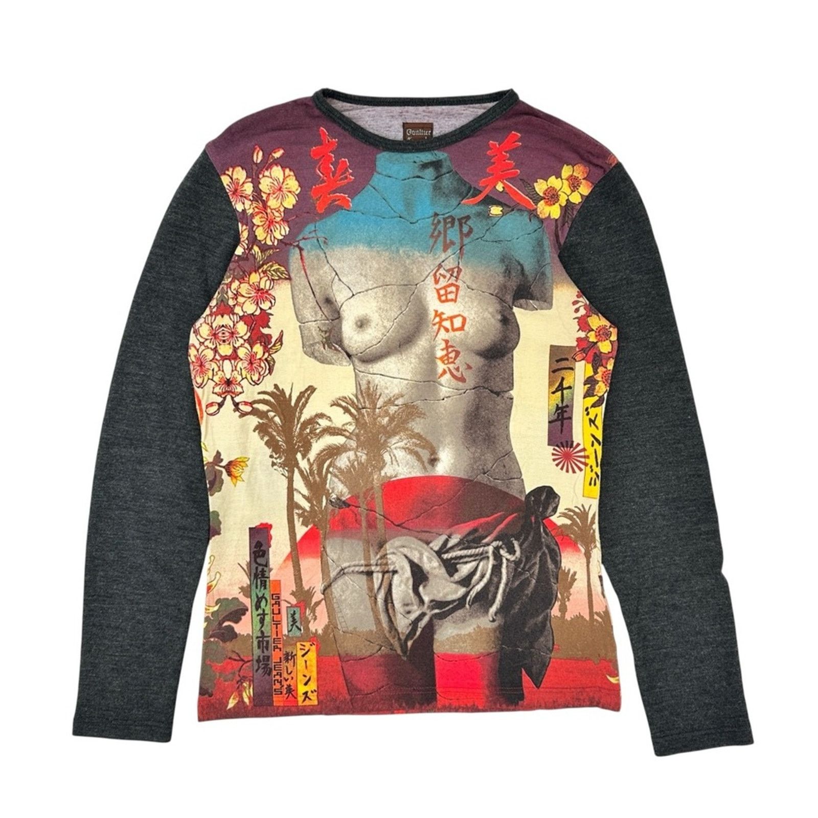 Jean Paul Gaultier Y2K Vintage Broken Venus Statue Bust Contrast L/S Top Size L / US 10 / IT 46 - 1 Thumbnail