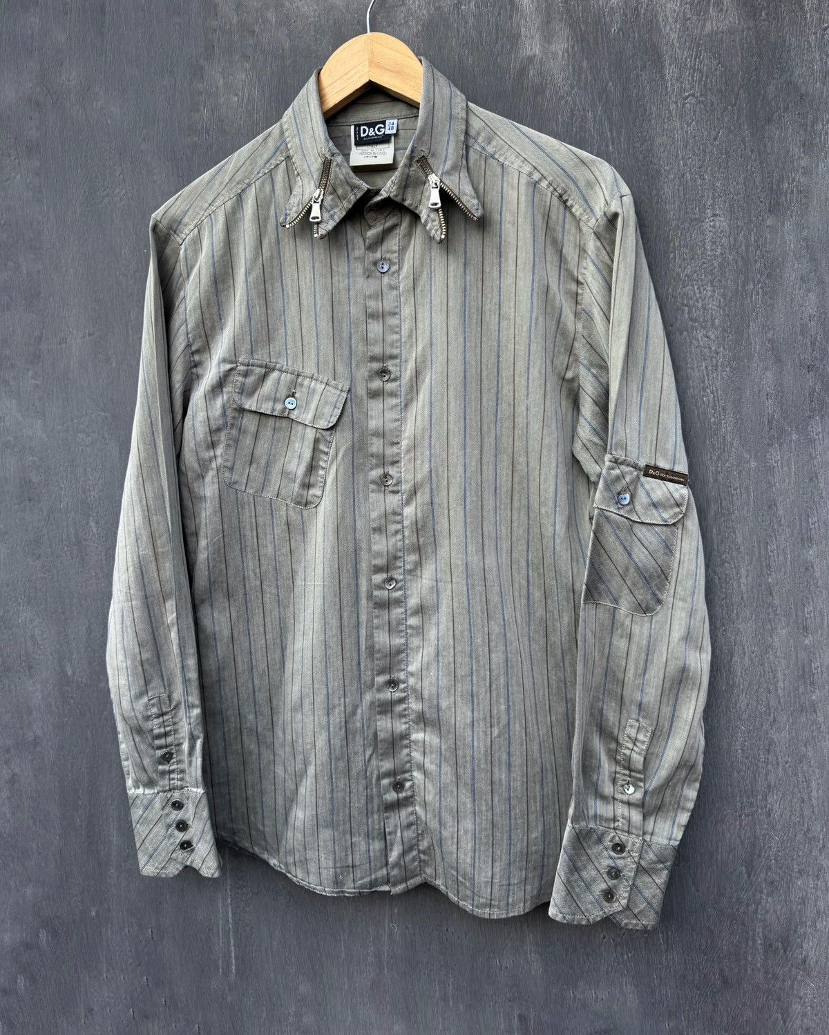 Dolce & Gabbana Dolce Gabbana Vintage Zip Collar Stripped Shirt Size 34/48 Size US M / EU 48-50 / 2 - 1 Thumbnail