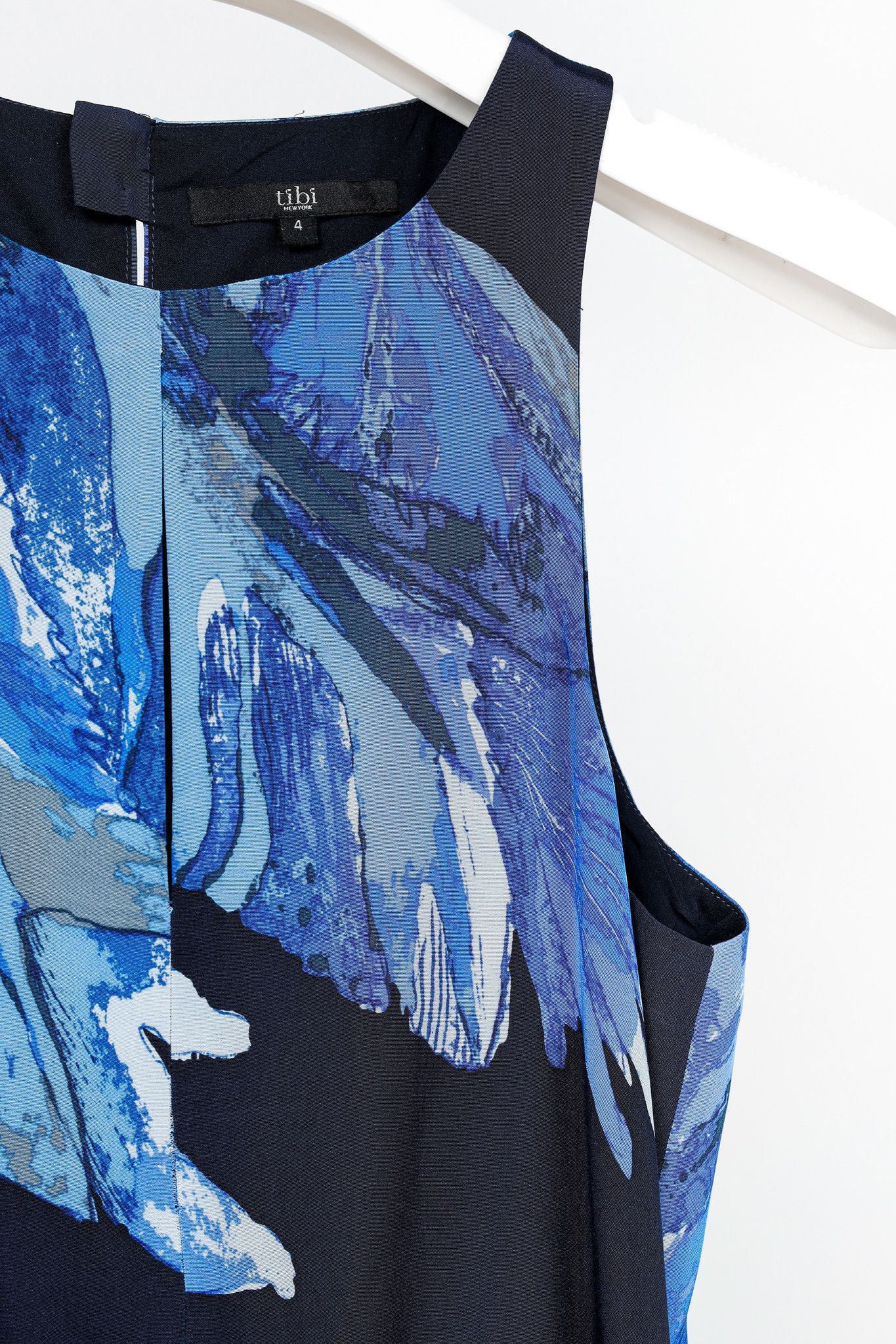 Tibi Tibi Navy Printed Silk Satin Keyhole Mini Dress Size S / US 4 / IT 40 - 5 Thumbnail