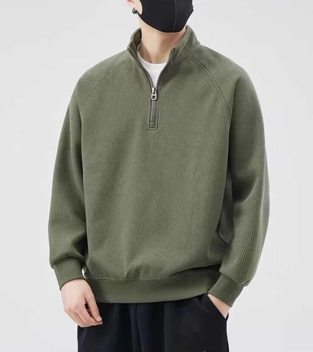 Japanese Brand × Vintage Y2K Half Zipper Vintage Textured Standing Collar Sweater Size US XXL / EU 58 / 5 - 1 Thumbnail