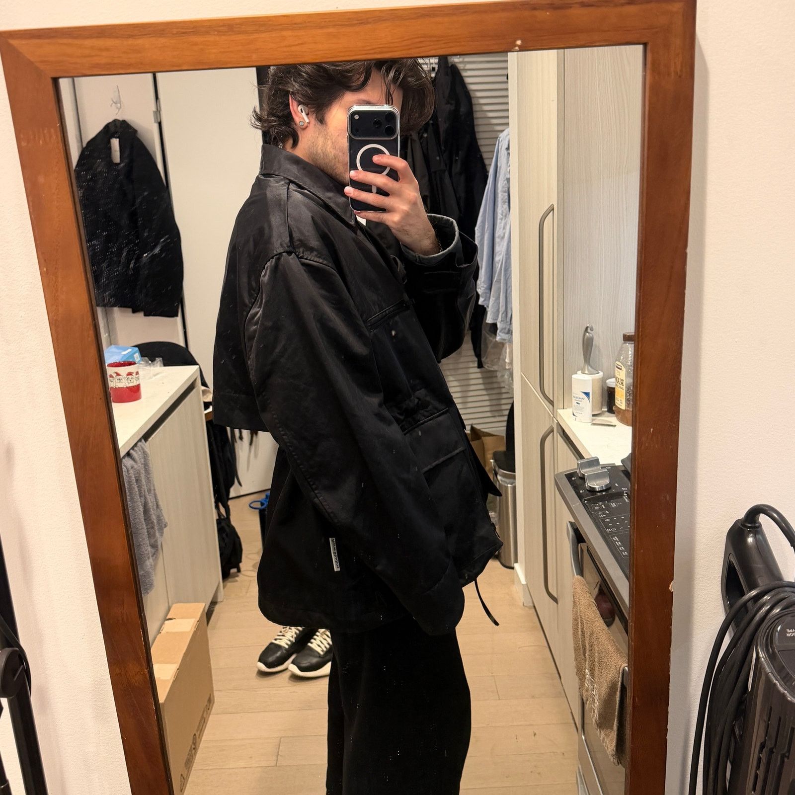 Acne Studios black nylon utility jacket size 46 new with tag
