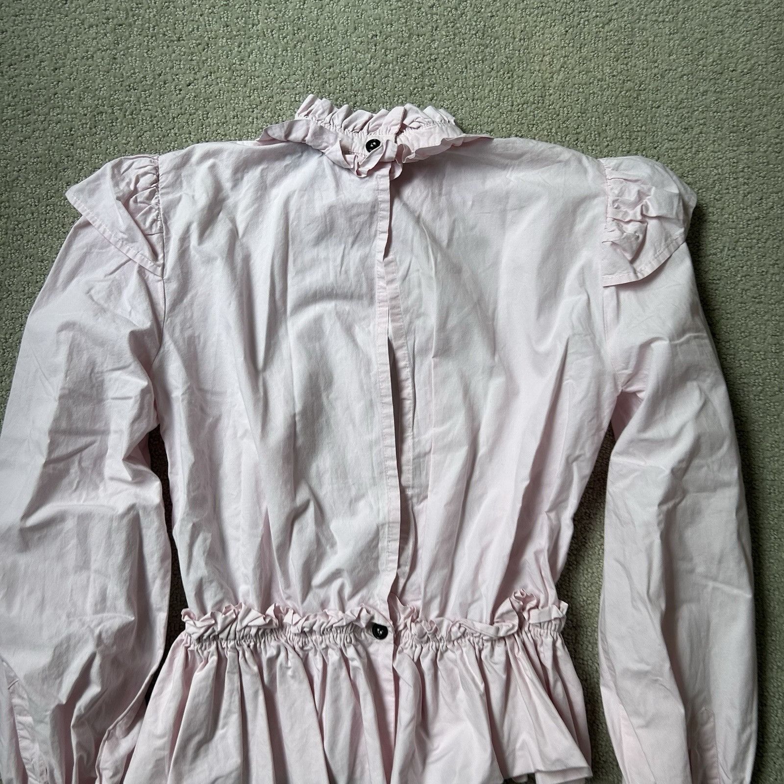 Ganni Ganni Women’s Top Pink Cotton Poplin Blouse Ruffled Cropped Size S / US 4 / IT 40 - 12 Thumbnail