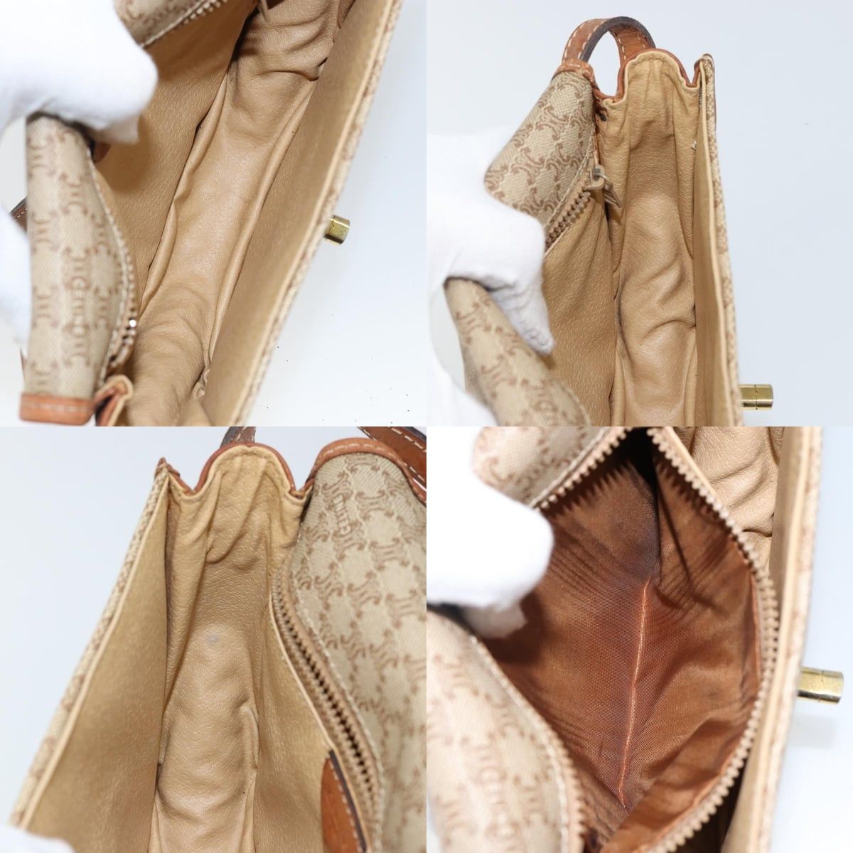 Celine CELINE Macadam Canvas Shoulder Bag Pvc Beige Gold Size ONE SIZE - 12 Thumbnail