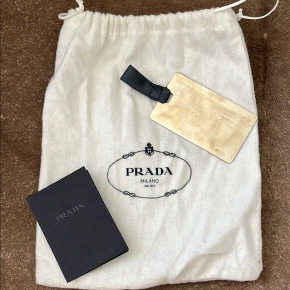 Prada Prada Silver Saffiano Leather Luggage Bag Tag Bag Charm VTG Size ONE SIZE - 1 Thumbnail
