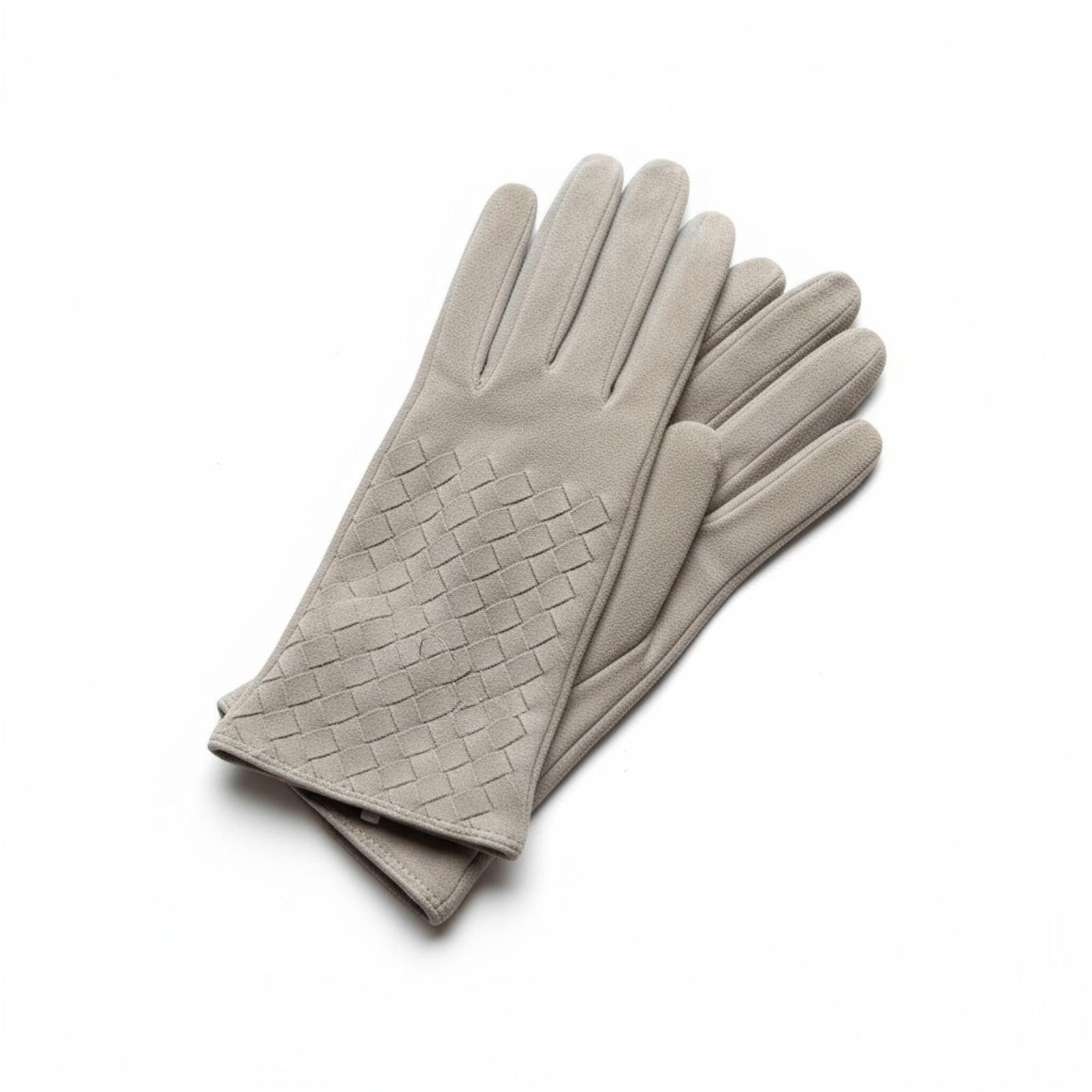 Bottega Veneta Bottega Veneta - Grey Leather Gloves with Woven Detail Size ONE SIZE - 1 Thumbnail