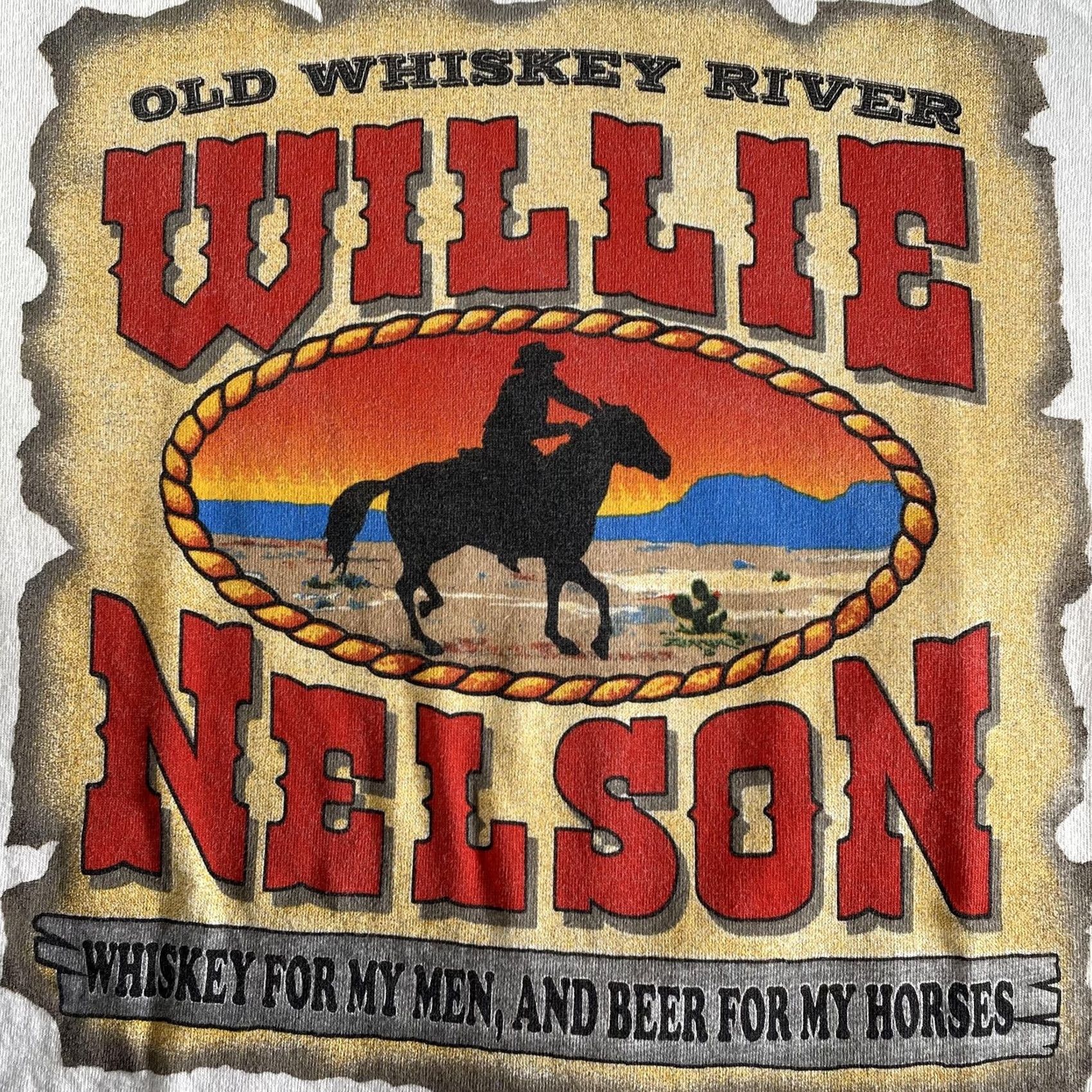 Anvil VINTAGE Willie Nelson Shirt Mens XL White Old Whiskey River Beer For My Horses Graphic Size US XL / EU 56 / 4 - 3 Thumbnail