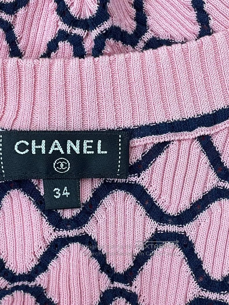 Chanel Chanel Pink and blue plaid knitted short sleeves Size XXS / US 00 / IT 34 - 4 Thumbnail