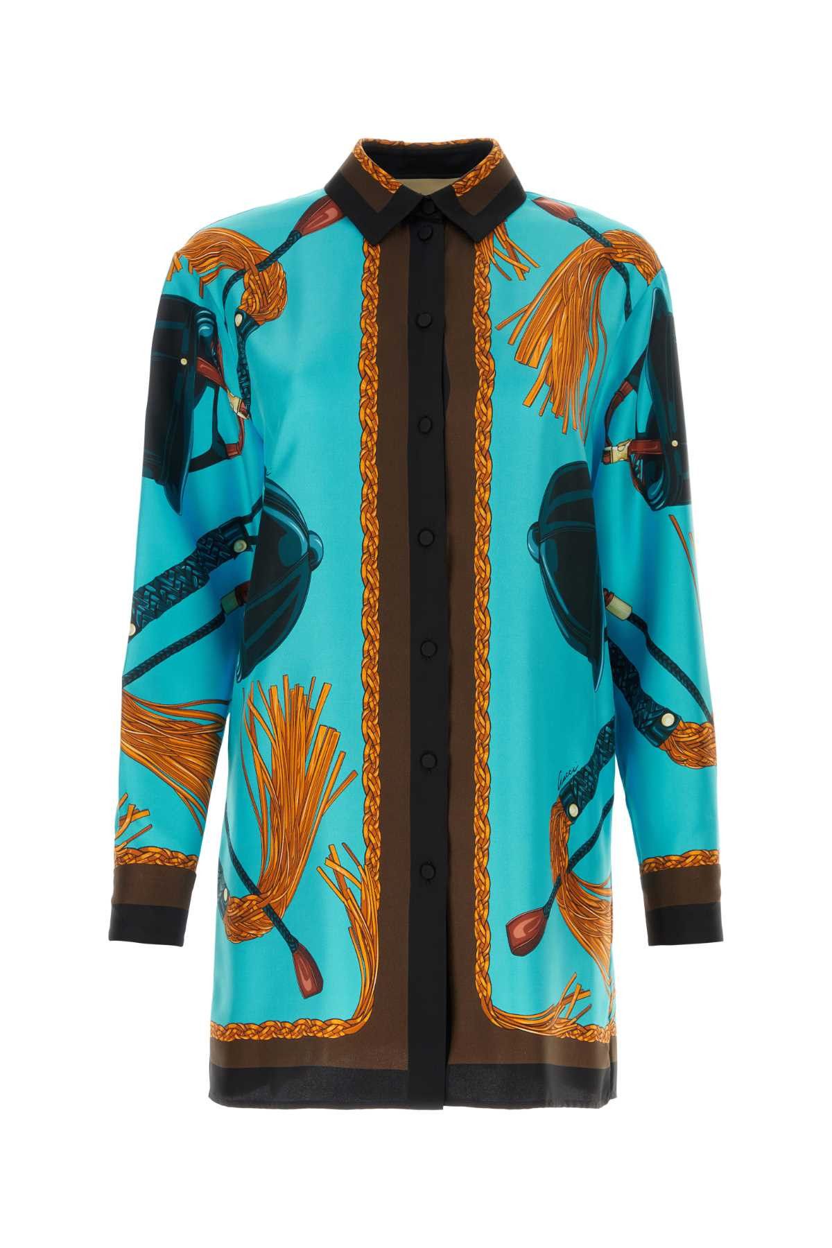 image of Gucci Printed Twill Shirt, Women's (Size XS)