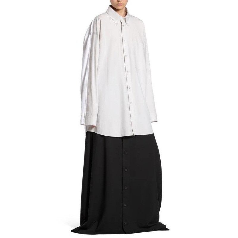 Balenciaga o1w1db10825 3B Sports Icon Hybrid Shirt Oversized in White Size S / US 4 / IT 40 - 3 Thumbnail