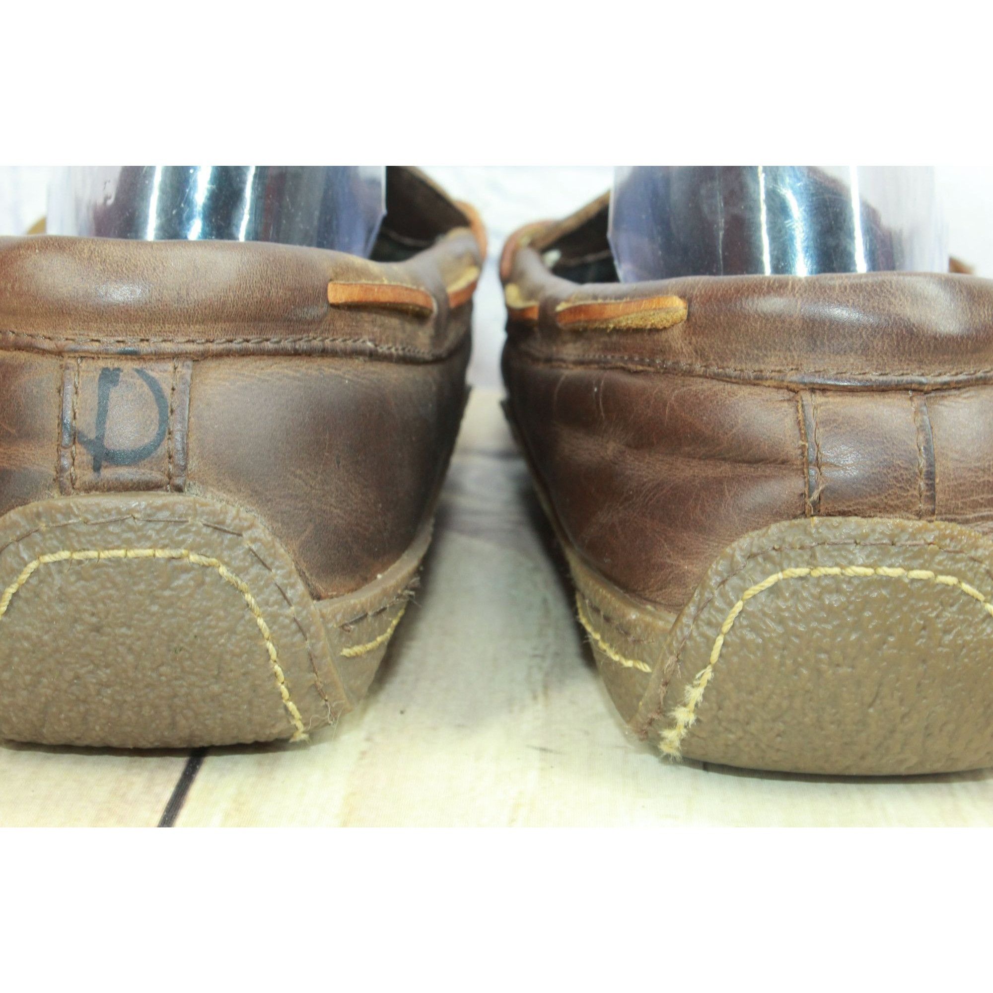 L.L. Bean LL Bean Brown Leather Flannel Lined Handsewn Slippers Size US 10 / EU 43 - 9 Thumbnail
