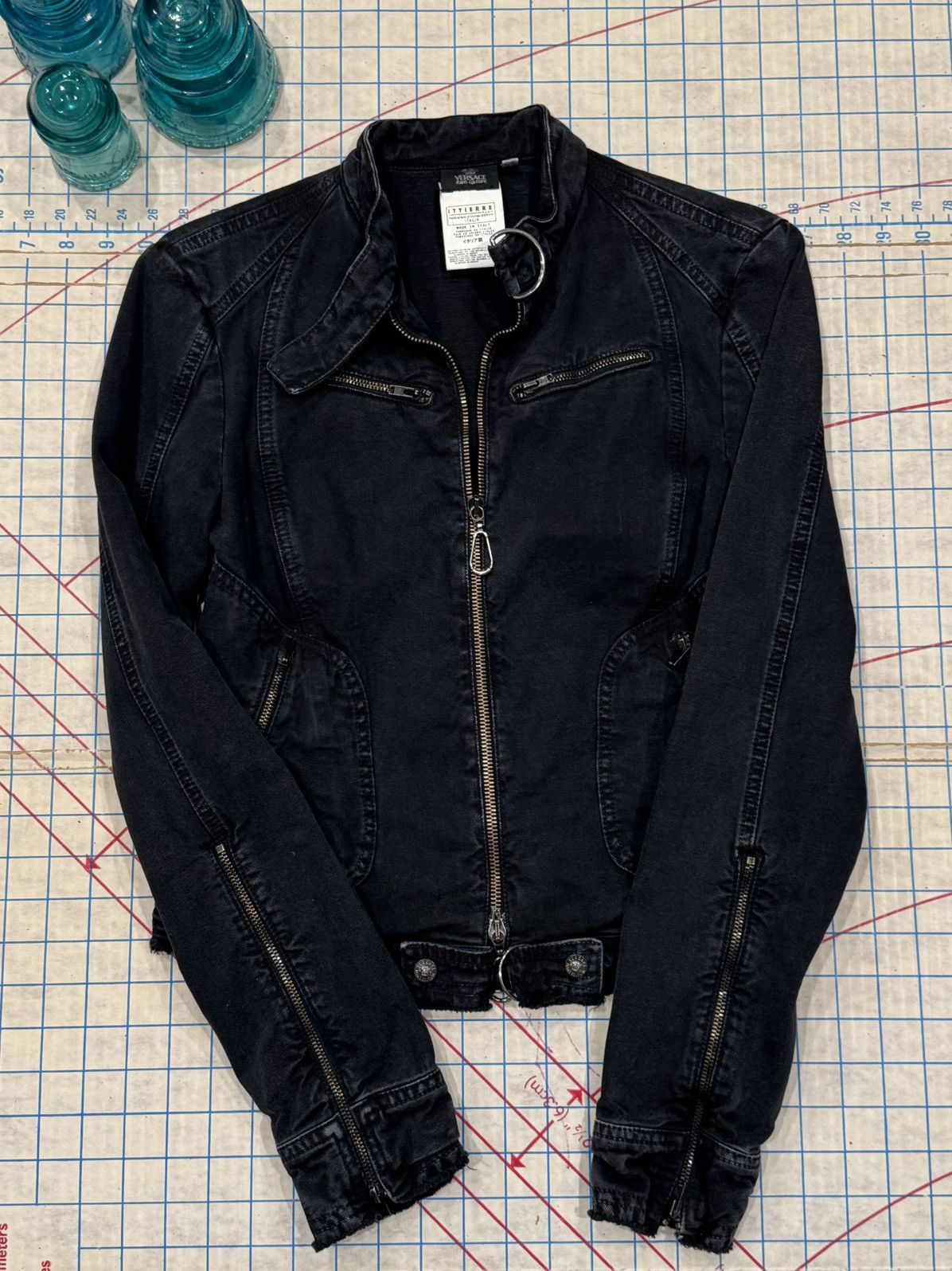 Versace Jeans Couture Versace Jeans Couture Y2K Denim Jacket XS FullZip Black 04/1 Size XS / US 0-2 / IT 36-38 - 5 Thumbnail