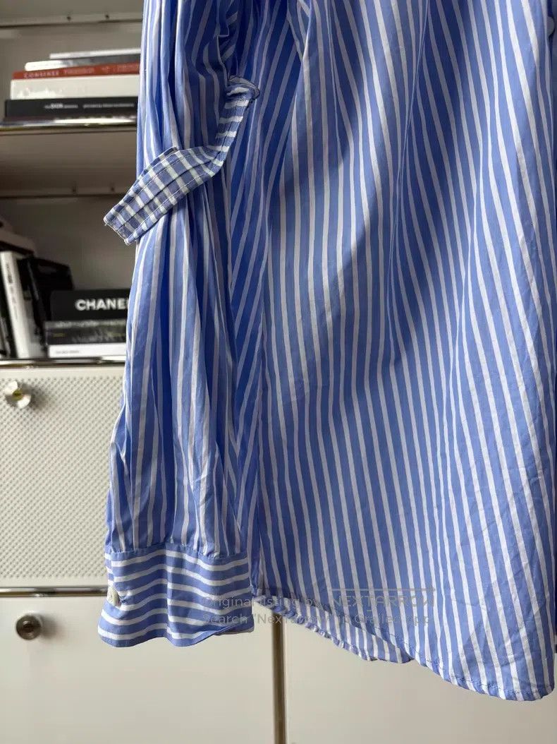 Prada Prada Blue and white striped cuffed lapel shirt Size XXS / US 00 / IT 34 - 2 Thumbnail