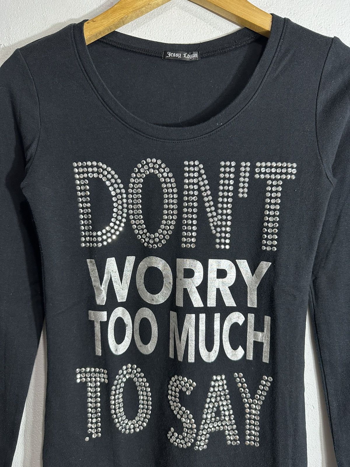 Japanese Brand DON’T WORRY TOO MUCH TO SAY GLITTER LONG SLEEVE TEE Size XS / US 0-2 / IT 36-38 - 4 Thumbnail