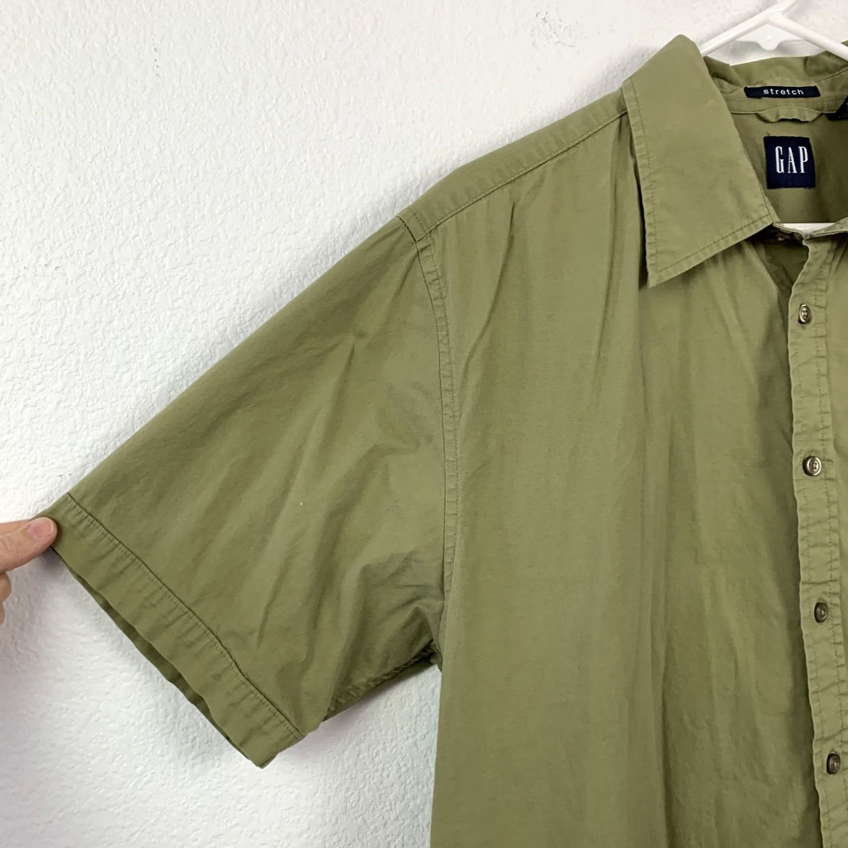 Gap VINTAGE GAP Shirt MEN XL Green Short Sleeve Button-Up Casual Cotton Spandex Stretch Size US XL / EU 56 / 4 - 2 Thumbnail