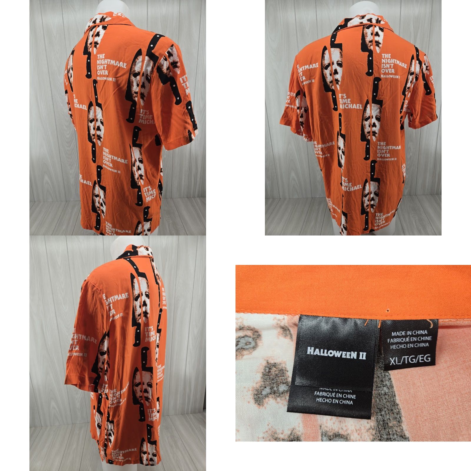 Vintage Halloween 2 Michael Myers Mens Button Up Shirt XL All Over Print Size US XL / EU 56 / 4 - 8 Thumbnail