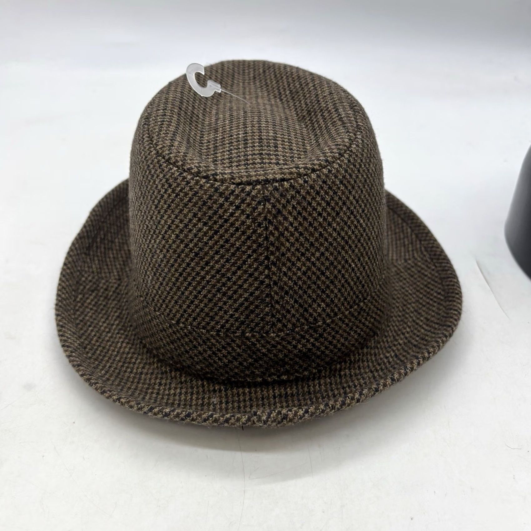 Stetson VINTAGE Stetson Fedora Hat Mens M Brown Tweed Wool Plaid Wide Brim Fedora 1960s Equalizer Equalizer Hat Mens Size ONE SIZE - 4 Thumbnail