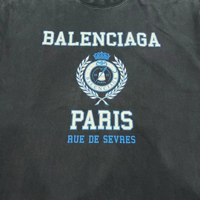 Balenciaga Balenciaga FW22 Vintage Ice Blue Crown Wheat Short Sleeve Size US L / EU 52-54 / 3 - 3 Thumbnail