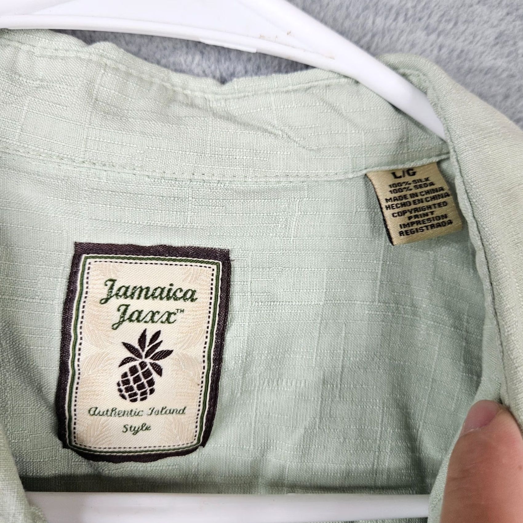 Vintage Jamaica Jaxx Button-Up Shirt Silk Short Sleeve Men L Green Floral 100% Silk Shirt Size L Mens Size US L / EU 52-54 / 3 - 7 Thumbnail