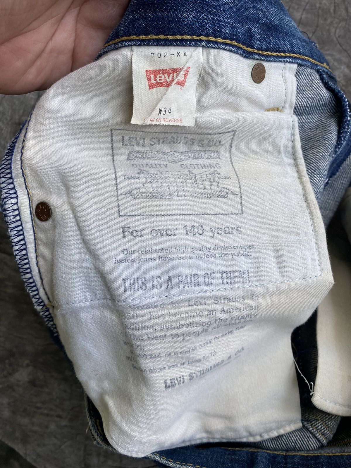 Levi's × Levi's Vintage Clothing × Vintage VINTAGE LEVIS 702 BIG E SELVEDGE WITH BUTTON J22, VERY RARE Size US 34 / EU 50 - 10 Thumbnail