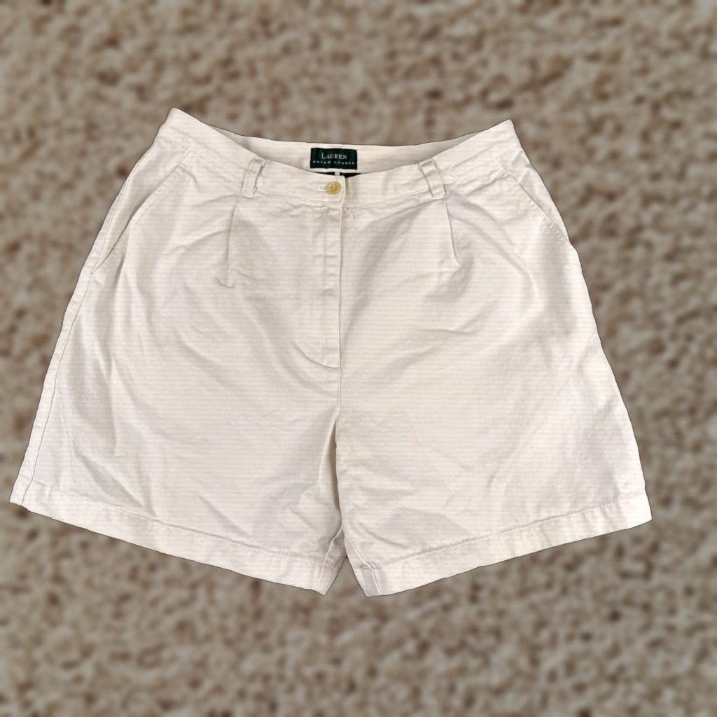 Ralph Lauren Lauren Ralph Lauren Shorts Women 12 White Twill Chino High Rise 31in Waist 6in Inseam Casual Activewear Summer 12 Womens Size 34" / US 12 / IT 48 - 1 Thumbnail