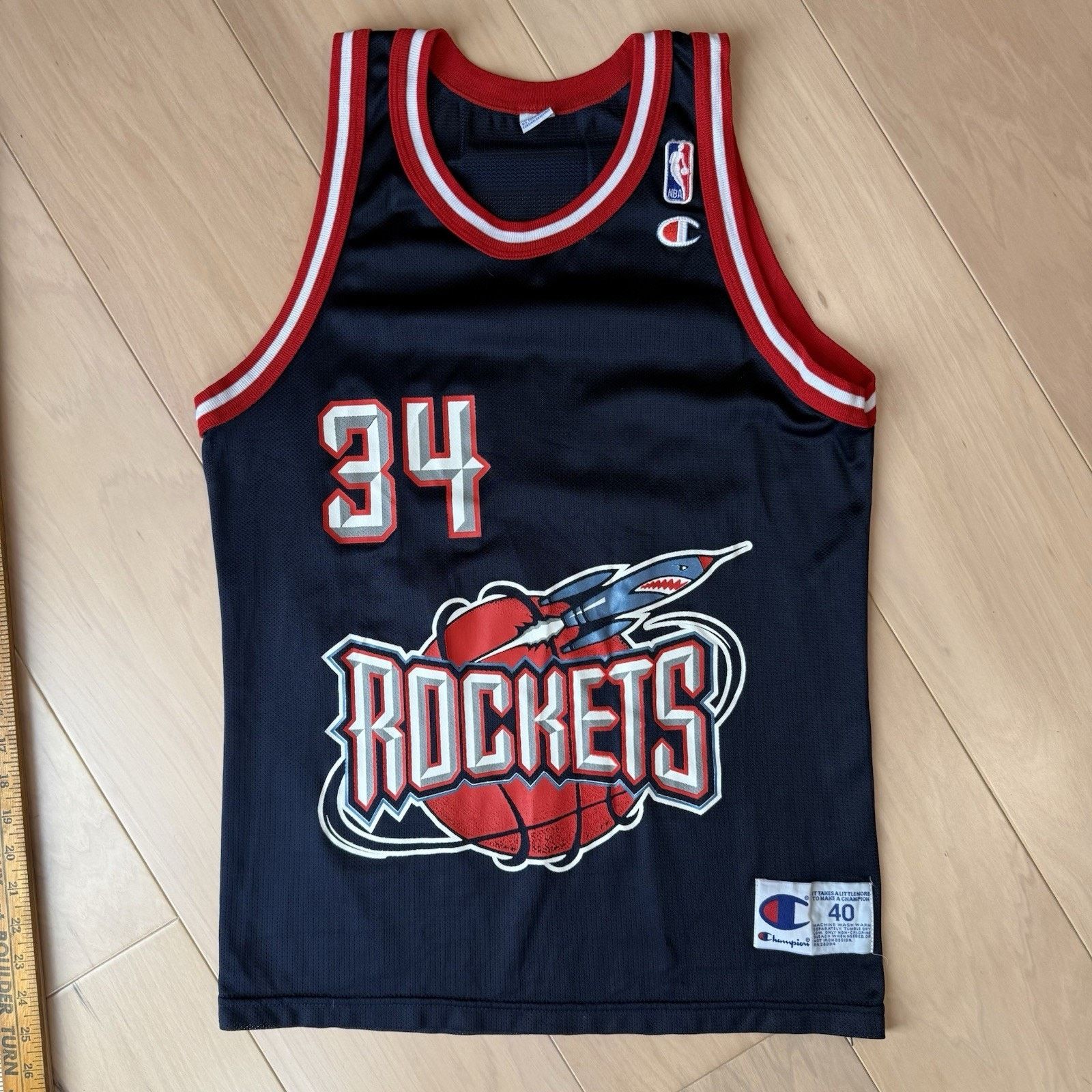 Champion Vintage Hakeem Olajuwon Houston Rockets Jersey 40 Navy Size US S / EU 44-46 / 1 - 2 Thumbnail