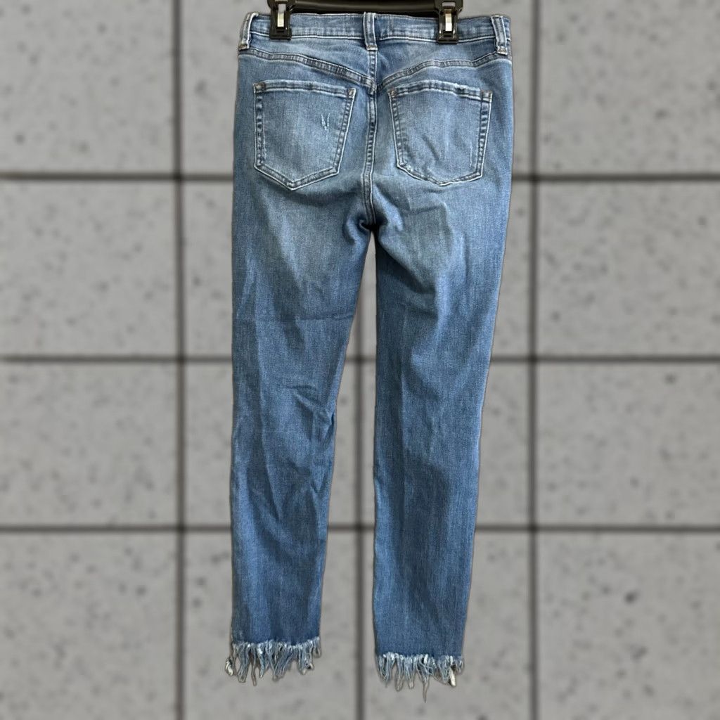 Free People Free People Jeans Skinny Women 26 Blue Frayed Hem Stretch Denim High Rise Slim Jeans Modern 61855-16515125 Size 26" / US 2 / IT 38 - 1 Thumbnail